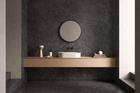 Tmavá elegantní koupelna ze série Piemme Limestone