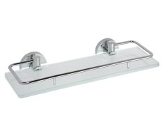 Sapho X-round E Skleněná Polička S Výklopnou Hrazdou 300x130mm, Mléčné Sklo, Chrom