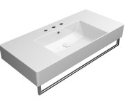 Gsi Kube X Keramické Umyvadlo 100x47cm, S Odkládacími Plochami, Broušená Spodní Hrana, 3 Otvory, Bílá Extraglaze