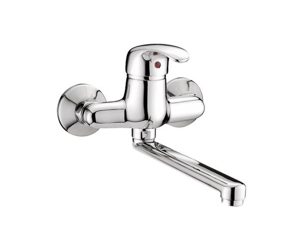 Dřezová Stěnová Baterie S Rovným Ramínkem, Rozteč 100 Mm, Klik-klak - Chrom - Perla