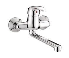 Dřezová Stěnová Baterie S Rovným Ramínkem, Rozteč 100 Mm, Klik-klak - Chrom - Perla