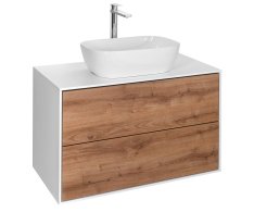 Aqualine Zanya Umyvadlová Skříňka 80x50x46cm, Bílá Mat/dub Emporio