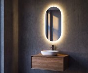 Aqualine Magara Oválné Zrcadlo S Led Osvětlením 45x80cm, Dotykový Senzor, Stmívatelné