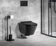 Sapho Avva Cleanwash Závěsná Wc Mísa, Integrovaná Baterie A Bidet. Sprška, Rimless, 35,5x53cm, černá Mat