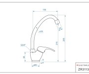 Dřezová Stojánková Baterie S Krátkým Ramínkem - Chrom - Zora ZR3113-KT