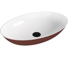 Polysan Banera Oval Umyvadlo Na Desku, Litý Mramor, 60x40cm, Bílá/hnědá Mat