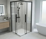 Gelco Luxor Black čtvercový Sprchový Kout 800x800mm, Rohový Vstup