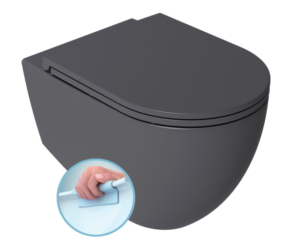 Isvea Infinity Závěsná Wc Mísa, Rimless, 36,5x53cm, Antracit
