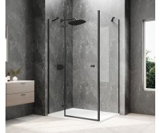 Polysan Globe Black Obdélníkový Sprchový Kout 1100x800mm, čiré Sklo, Levé