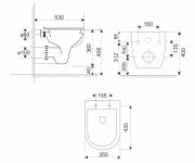 Mereo Wc Závěsné, Rimless, 530x355x360, Keramické, Vč. Sedátka Css123