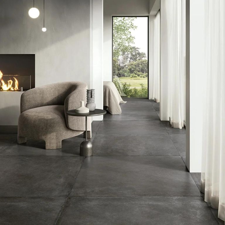 Realizace Cerdomus Crete Piombo 100x100 - obývák