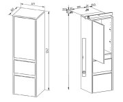 Mereo Opto Koupelnová Skříňka Vysoká 125 Cm, Pravé Otevírání, Bílá/dub Riviera