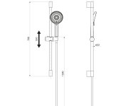 Sapho Sprchová Souprava, Posuvný Držák 708mm, černá Mat