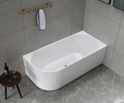 Aqualine Tibera Strip R Rohová Stojící Vana, 170x80cm, Bílá