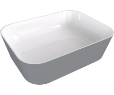 Polysan Banera Square Umyvadlo Na Desku, Litý Mramor, 50x36cm, Bílá/šedá Mat