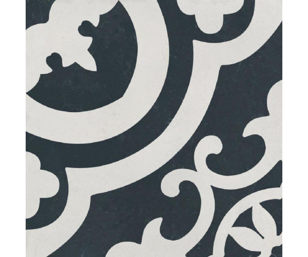 Černobílá retro dlažba Deceram Cementina Black and White 20x20 s ornamenty (skladem)