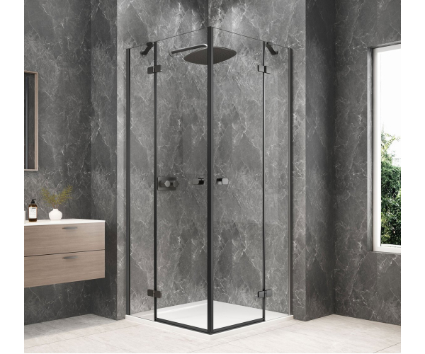 Polysan Globe Gun Metal čtvercový Sprchový Kout 900x900mm, Rohový Vstup, čiré Sklo