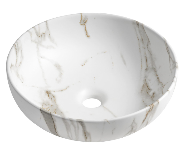Sapho Rondane Keramické Umyvadlo Na Desku ø 41cm, Bianco Carrara