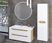 Sapho Wave Umyvadlová Skříňka 89,7x45x47,8cm, Levá, Bílá/dub Cuneo