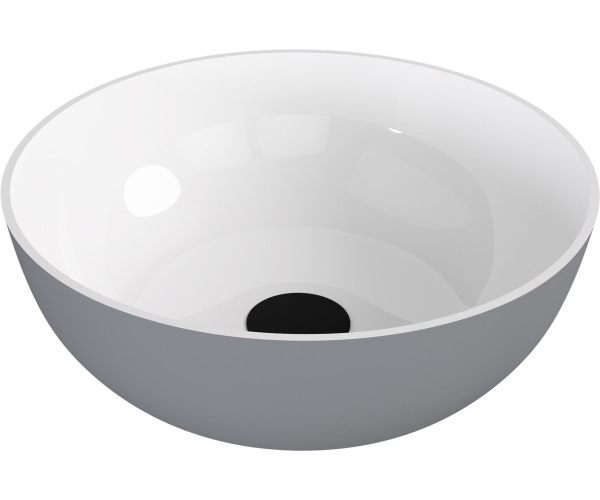 Polysan Banera Round Umyvadlo Na Desku, Litý Mramor, Průměr 39cm, Bílá/šedá Mat