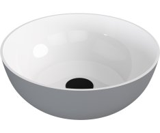 Polysan Banera Round Umyvadlo Na Desku, Litý Mramor, Průměr 39cm, Bílá/šedá Mat
