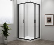 Polysan Easy Black čtvercová Sprchová Zástěna 900x900mm, čiré Sklo