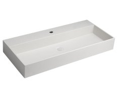 Sapho Quadrado Betonové Umyvadlo Včetně Výpusti, 96x44cm, Bílý Pískovec