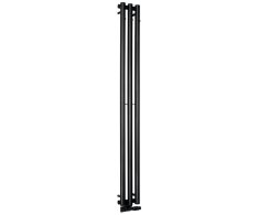 Sapho Pilon Otopné Těleso 196x1800mm, Se Třemi Háčky Pro Ručník, černá Mat