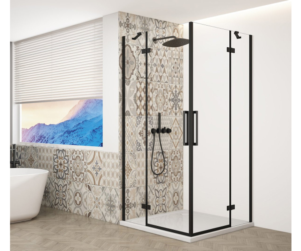 Gelco Trinity Black čtvercový Sprchový Kout 1200x1200mm, Rohový Vstup, čiré Sklo