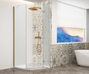 Gelco Trinity Gold Matt čtvrtkruhový Sprchový Kout 900x900mm, Matné Sklo, Pravé