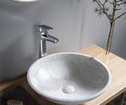 Sapho Blok Kamenné Umyvadlo Na Desku ø 42cm, Bílá Carrara Mat