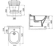 Creavit Antik Bidet Závěsný, 36x53 Cm, Bílá