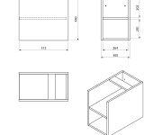 Sapho Lorea Skříňka 120x46x51,5cm (30p+90cm), Pravá, Dub Collingwood/černá Mat