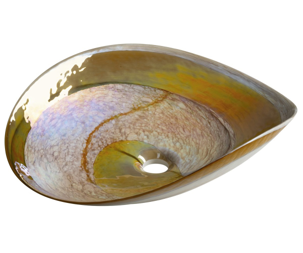 Sapho Amber Murano Skleněné Umyvadlo Na Desku, 51x45cm, Oválné, Ivory/topaz