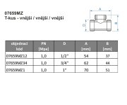 T - Kus, Vnější/vnější Závit - Mosaz - 3/4" 07659MZ34