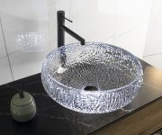 Sapho Gaviota Skleněné Gravírované Umyvadlo Na Desku ø 42cm, černá