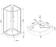 Aqualine Aigo čtvrtkruhový Sprchový Box 900x900x2040 Mm, Bílý Profil, čiré Sklo