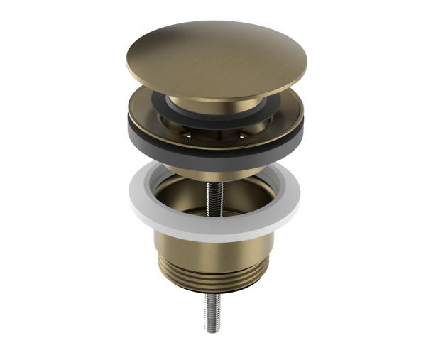 Sapho Umyvadlová Výpust 5/4“, Click-clack, Velká Zátka, 10-65mm, Zlato Mat