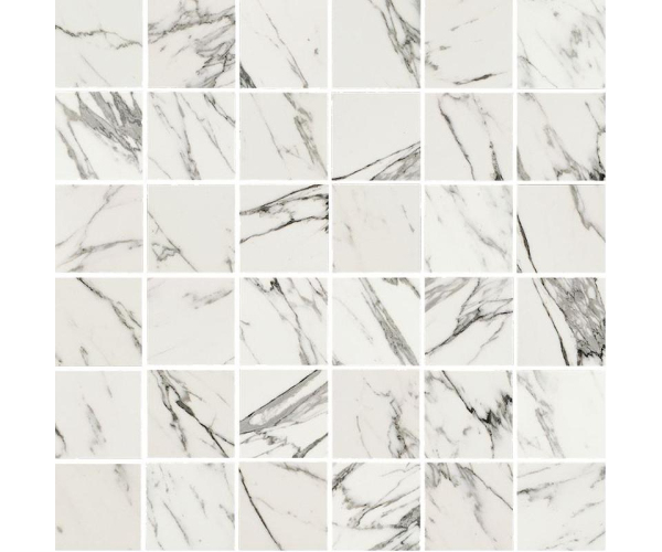 Dlažba jako kámen Fioranese Prestige Mosaico Statuarietto Effect 30x30 Luc. Rett. - bílá