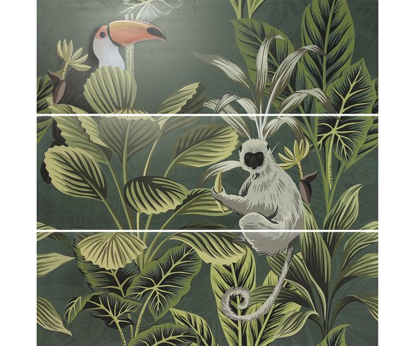 Vzorovaný dekor APE Silk Decor Set (3) DEF Toucan Green 40x120 - zelená