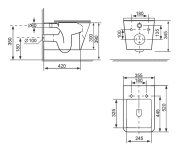 Sapho Porto Závěsná Wc Mísa, Vortex Rimless, 35,5x52cm, Bílá