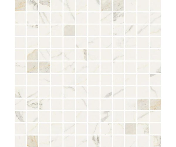 Mozaika jako mramor Fioranese Marmorea Bianco Calacatta effect MOSAICO 30x30 (2,5x2,5) Luc. Rett. - bílá