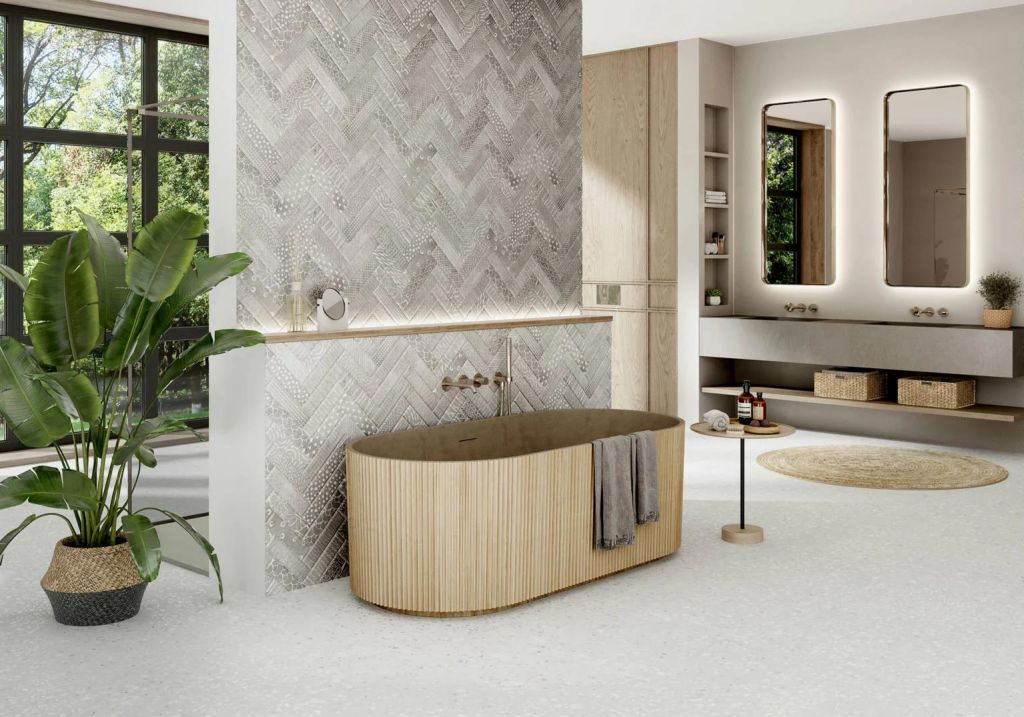 Realizace Codicer Aspdin Essence Brick v elegantní koupelně