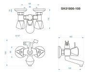 Vanová Stěnová Kohoutková Baterie Bez Příslušenství, Rozteč 100 Mm-chrom - Madison SK01800-100