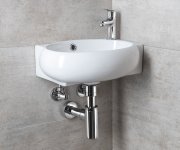 Sapho Ribera Keramické Umývátko Rohové 43x28,5cm, Otvor Pro Baterii Vpravo, Bílá