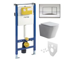 Mereo Wc Set - Smart Flush Rimless Wc Hranaté, Modul Pro Sádrokarton, Chrom Hranaté Tla