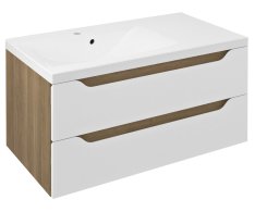 Sapho Wave Umyvadlová Skříňka 89,7x45x47,8cm, Levá, Bílá/dub Cuneo