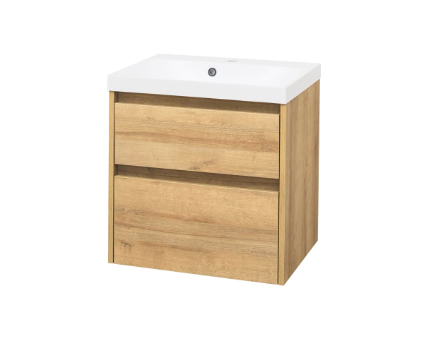 Mereo Opto, Koupelnová Skříňka S Umyvadlem Z Litého Mramoru 61cm, Dub Riviera