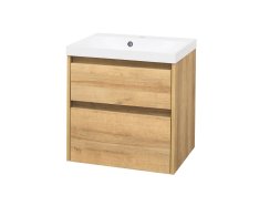 Mereo Opto, Koupelnová Skříňka S Umyvadlem Z Litého Mramoru 61cm, Dub Riviera