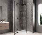 Polysan Globe Gun Metal čtvrtkruhový Sprchový Kout 900x900mm, čiré Sklo, Levé